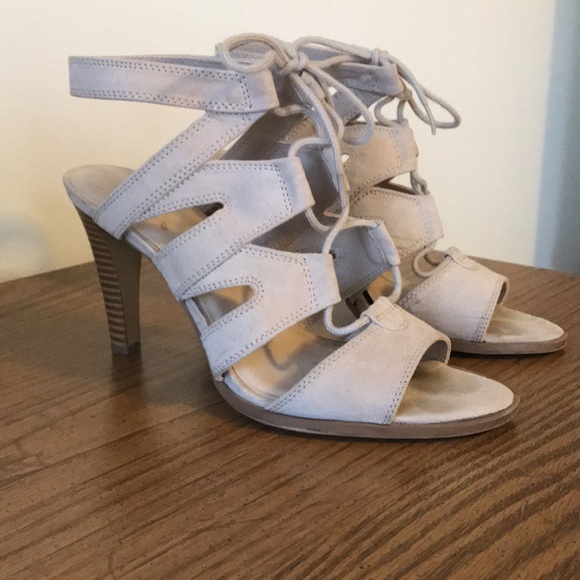 Nude Lace Up Heels - Picture 2 of 9